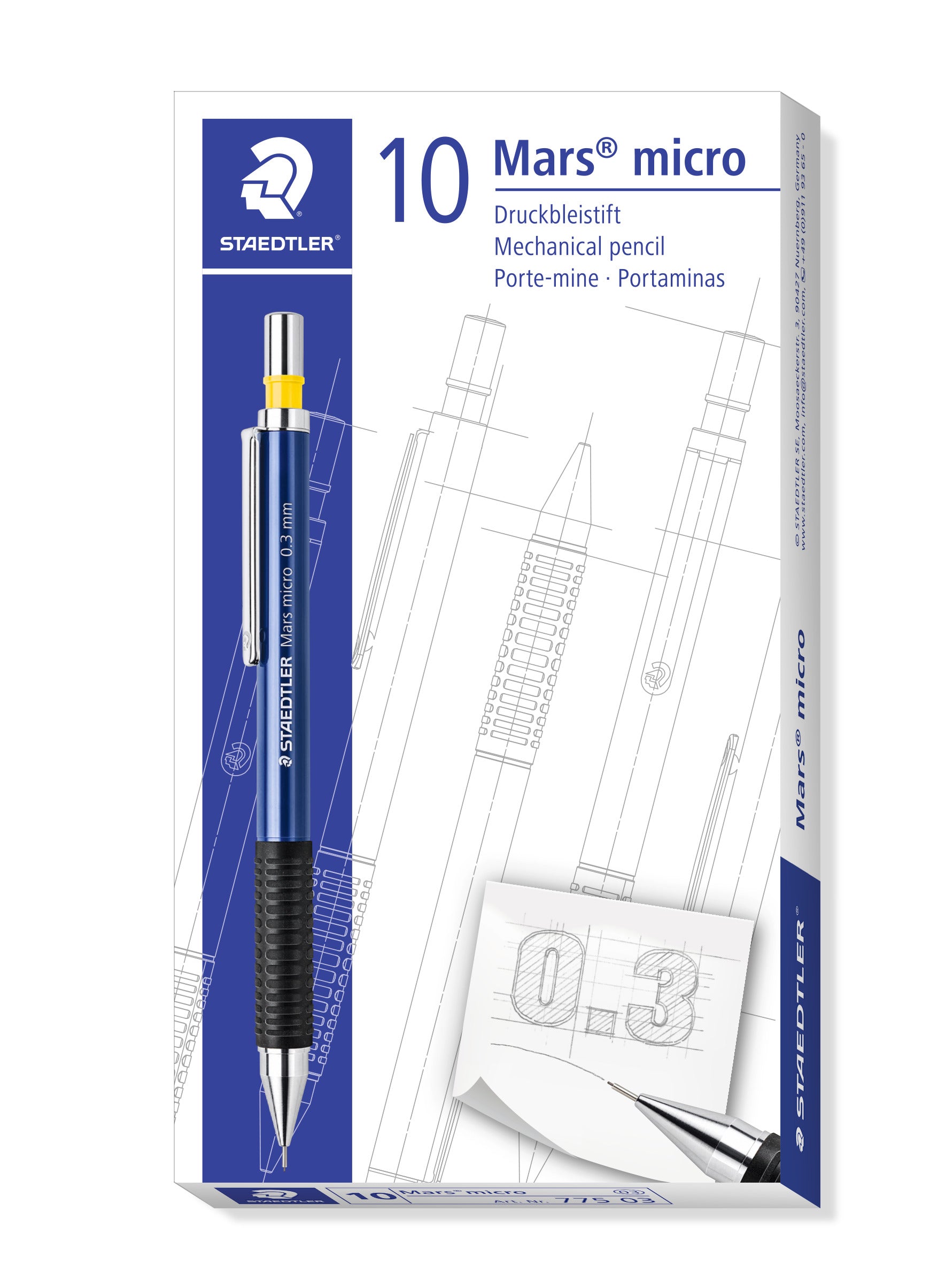 Staedtler Mechanical Pencil 775 Mars Micro Fineline 0.3mm Box of 10