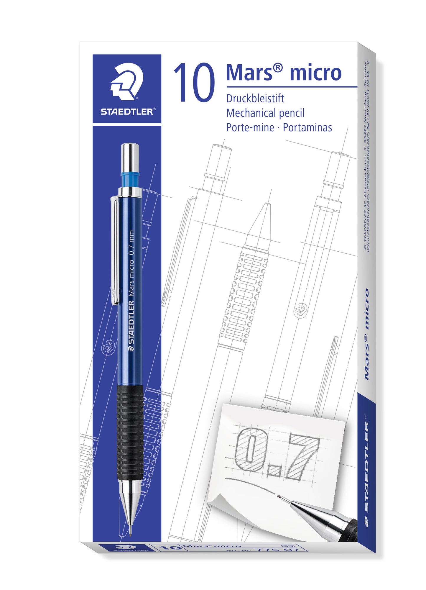 Staedtler Mechanical Pencil 775 Mars Micro Fineline 0.7mm Box of 10