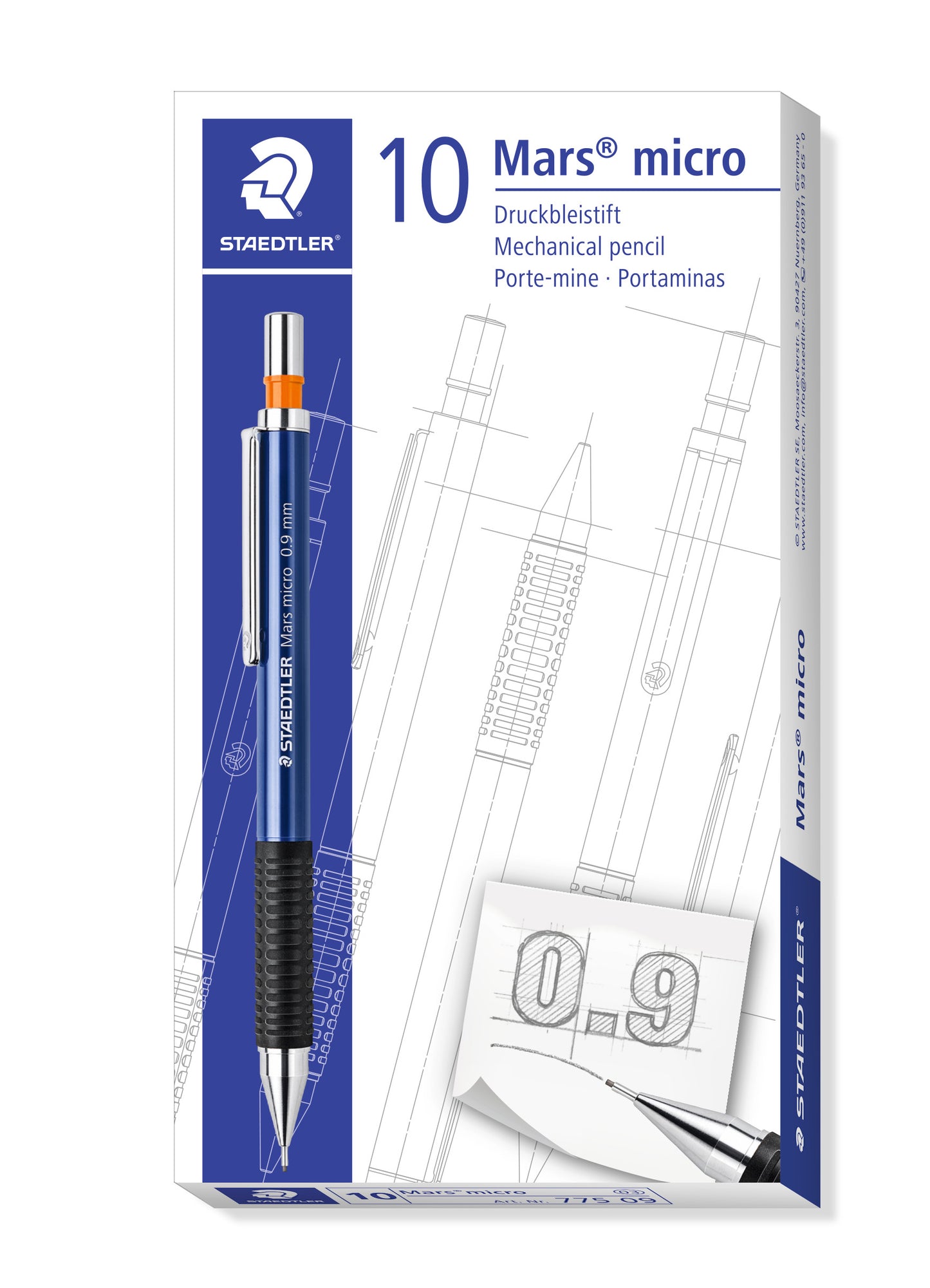 Staedtler Mechanical Pencil 775 Mars Micro Fineline 0.9mm Box of 10