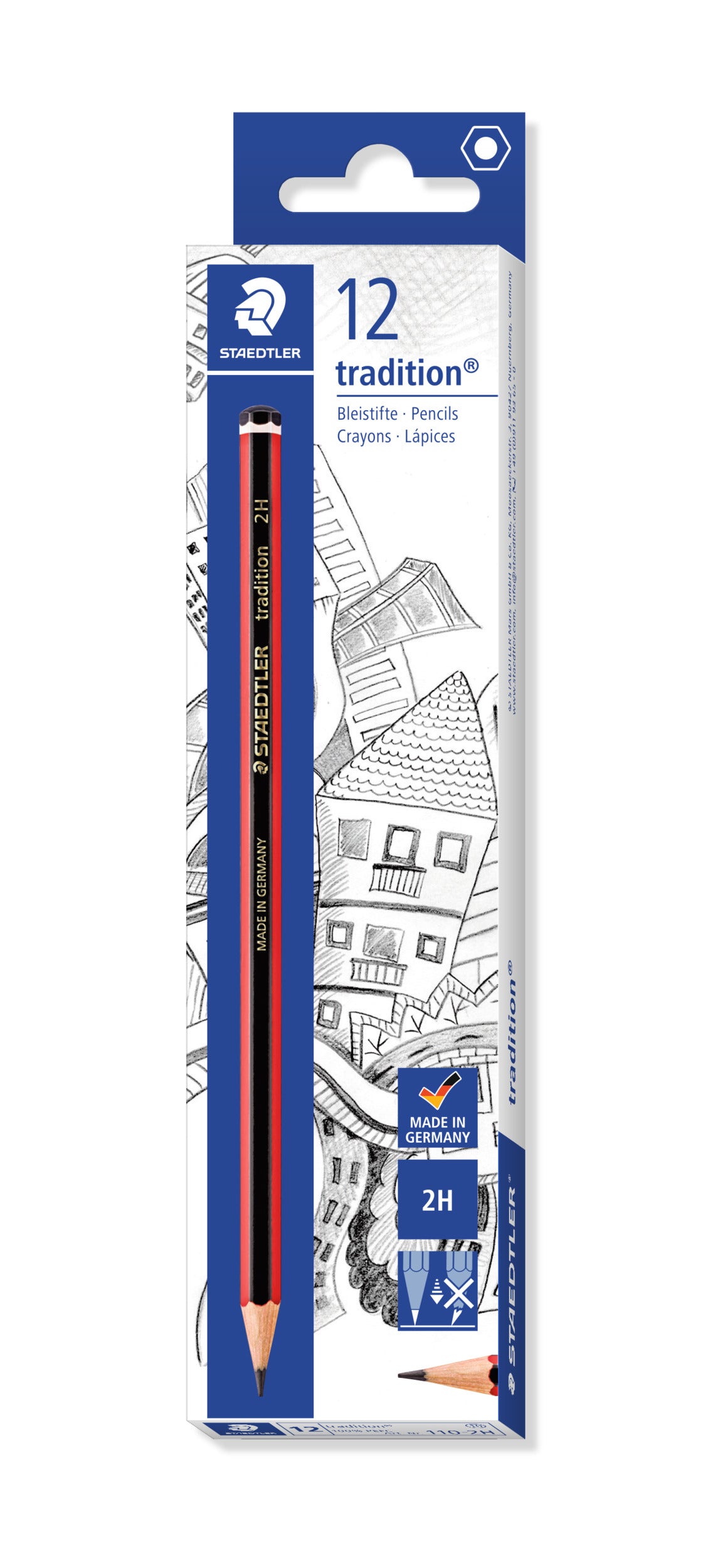 Staedtler Tradition Graphite Pencil 110-2H Hexagonal 2H Box of 12