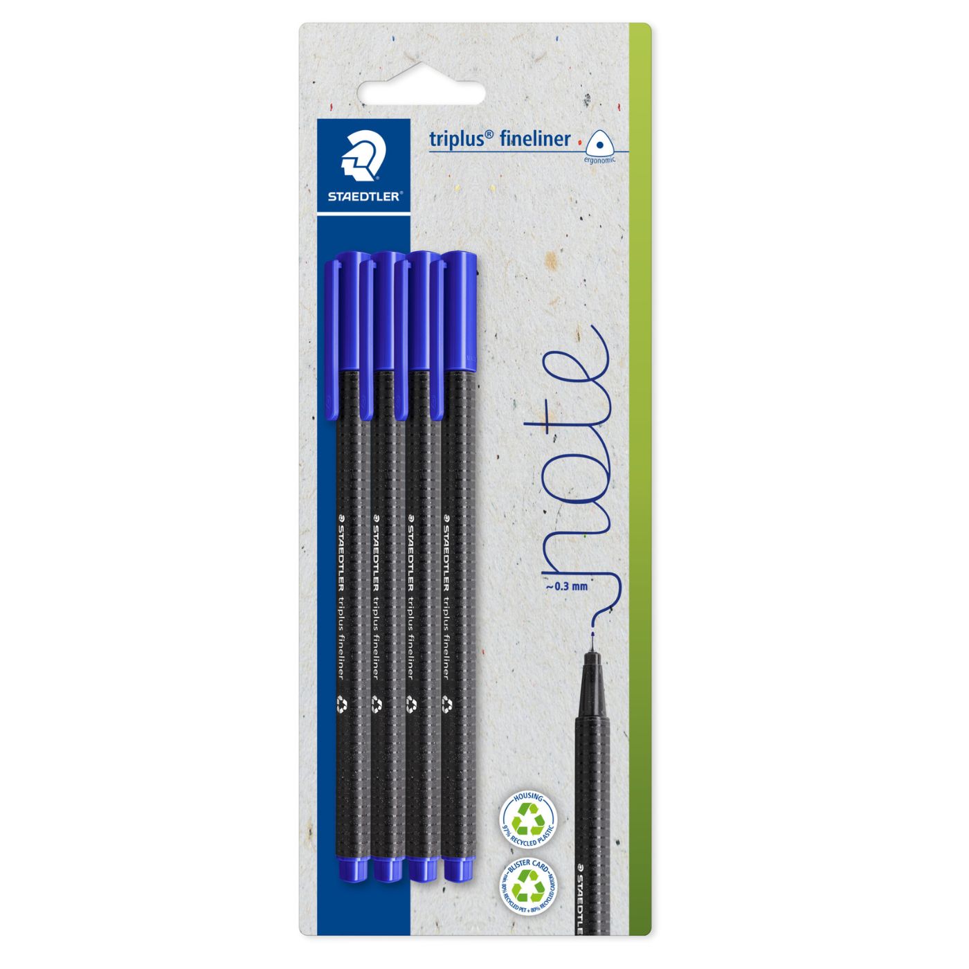 Staedtler Triplus Fineliner Note Blue Ink Triangular 0.3mm Pack of 4