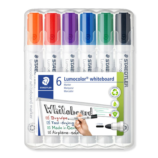 Staedtler Whiteboard Marker 351 WP6 Lumocolor Bullet Tip Pack 6 Assorted