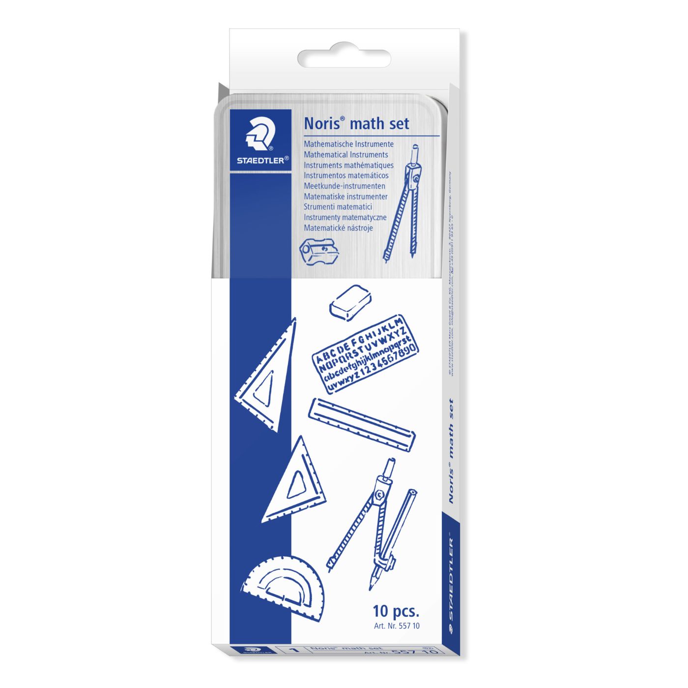 Staedtler Noris Geometry Maths Set 557 10 in a Tin Box 10 Piece ...