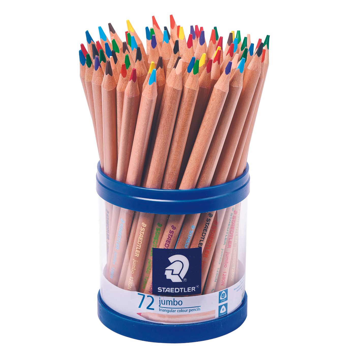 Staedtler Triangular Jumbo Coloured Pencils 1280N KP72 Natural Cup of 72