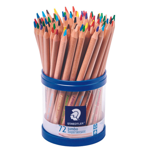 Staedtler Triangular Jumbo Coloured Pencils 1280N KP72 Natural Cup of 72