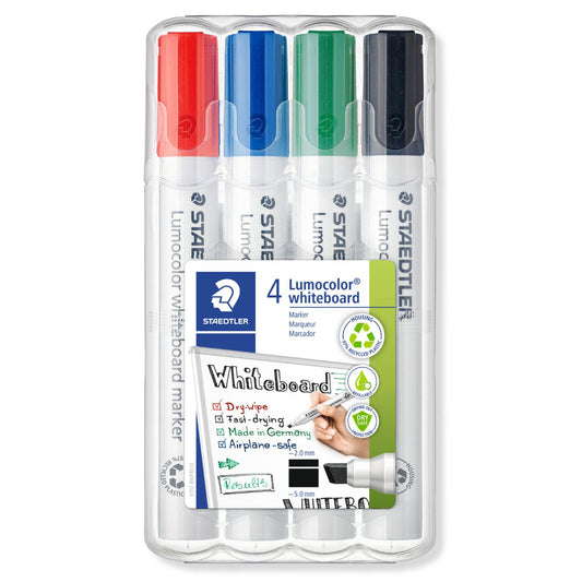 Staedtler Whiteboard Marker 351 B WP4 Lumocolor Chisel Tip Wallet 4