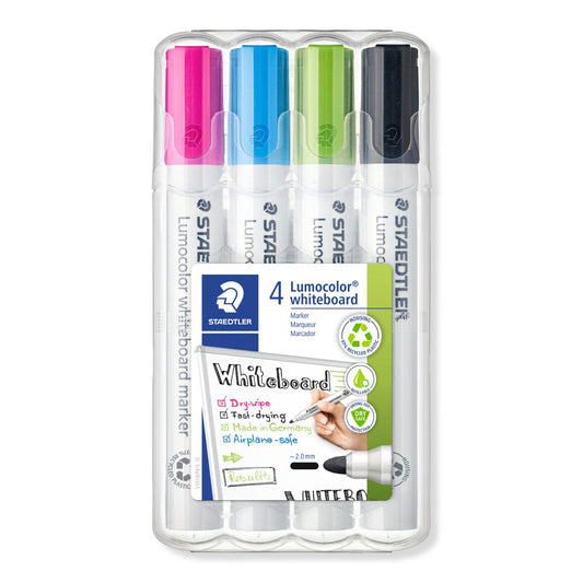 Staedtler Whiteboard Marker 351 WP4-1 Lumocolor Bullet Tip Pack of 4 Assorted