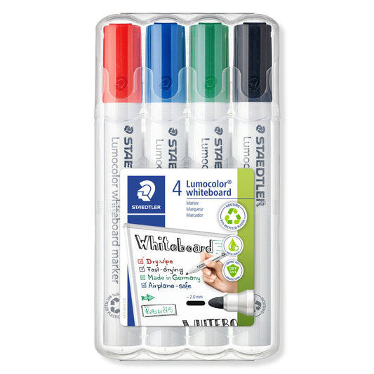 Staedtler Whiteboard Marker 351 WP4 Lumocolor Bullet Tip Pack 4 Assorted Colours