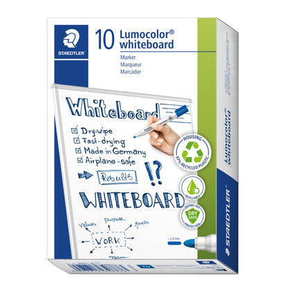 Staedtler Whiteboard Marker Lumocolor 351-3 Bullet Tip Blue Box of 10