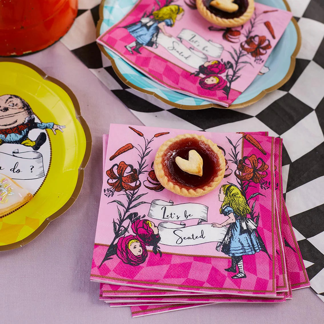 Talking Tables Alice in Wonderland Bright Pink Paper Napkins Pack of 20