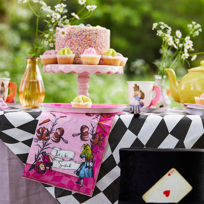Talking Tables Alice in Wonderland Bright Pink Paper Napkins Pack of 20