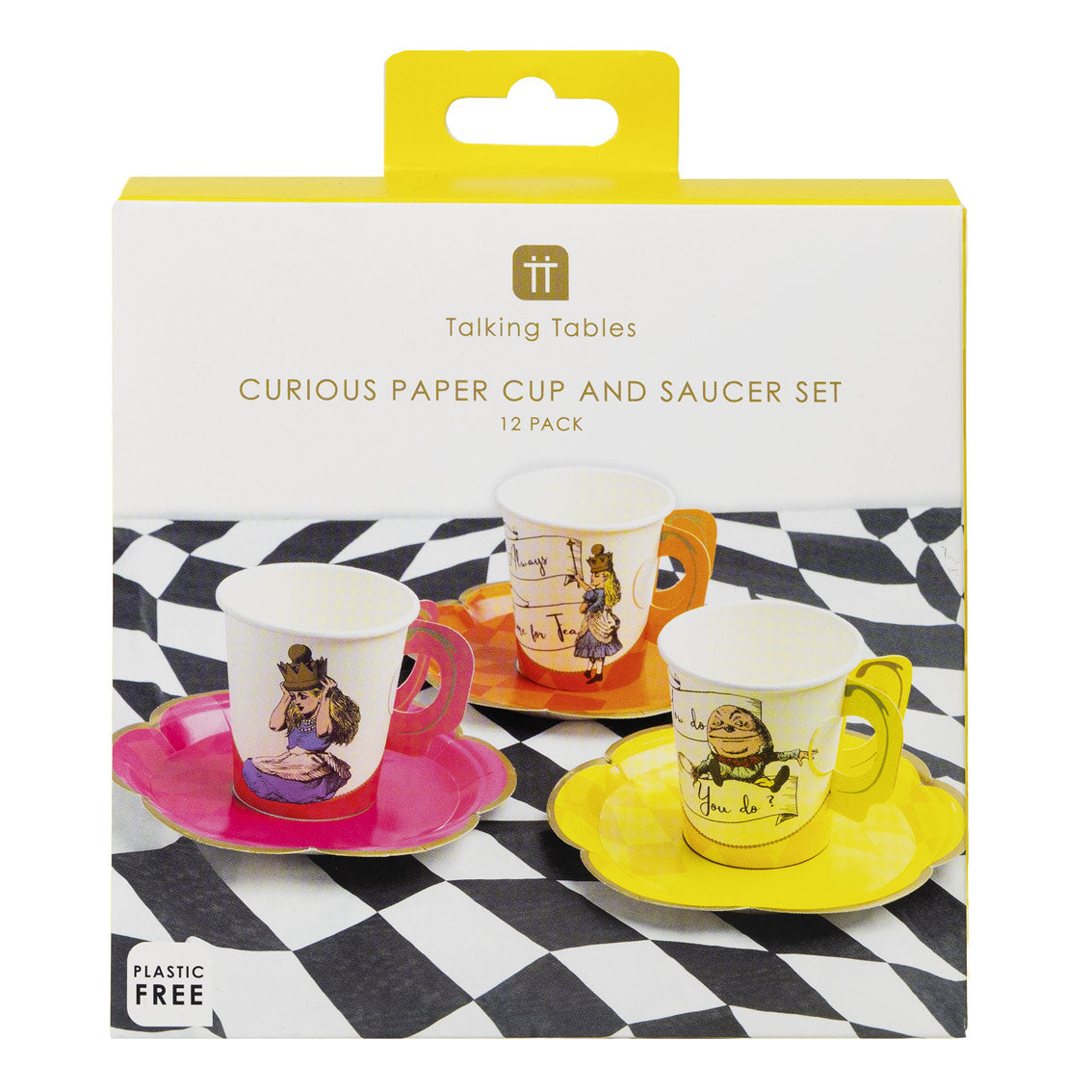 Talking Tables Alice in Wonderland Bright Tea Cup Set Pack of 12