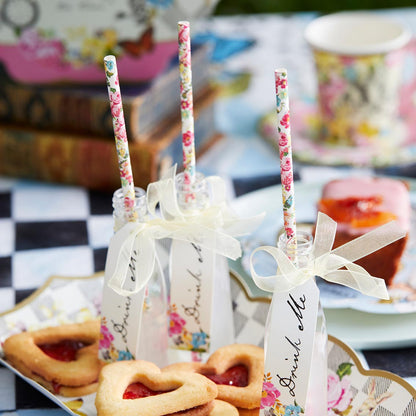 Talking Tables Truly Alice Drink Set of 6 Bottles, Tag & 12 Straw Set