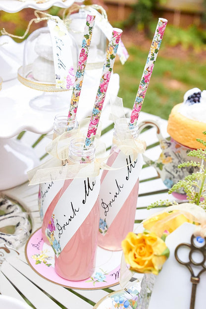 Talking Tables Truly Alice Drink Set of 6 Bottles, Tag & 12 Straw Set