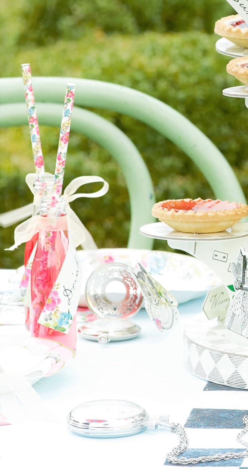 Talking Tables Truly Alice Drink Set of 6 Bottles, Tag & 12 Straw Set