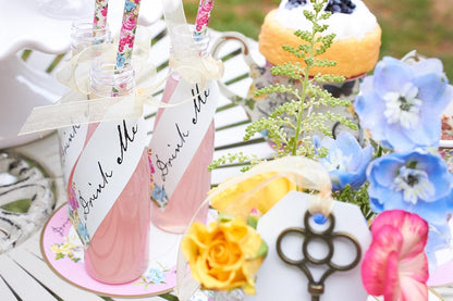 Talking Tables Truly Alice Drink Set of 6 Bottles, Tag & 12 Straw Set