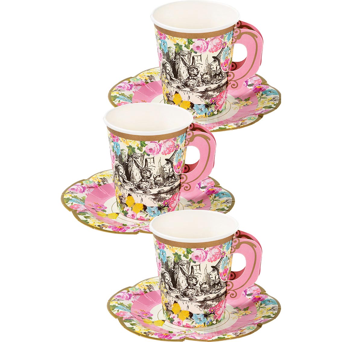 Talking Tables Truly Alice Tea Cup Set & Saucers Pack of 12