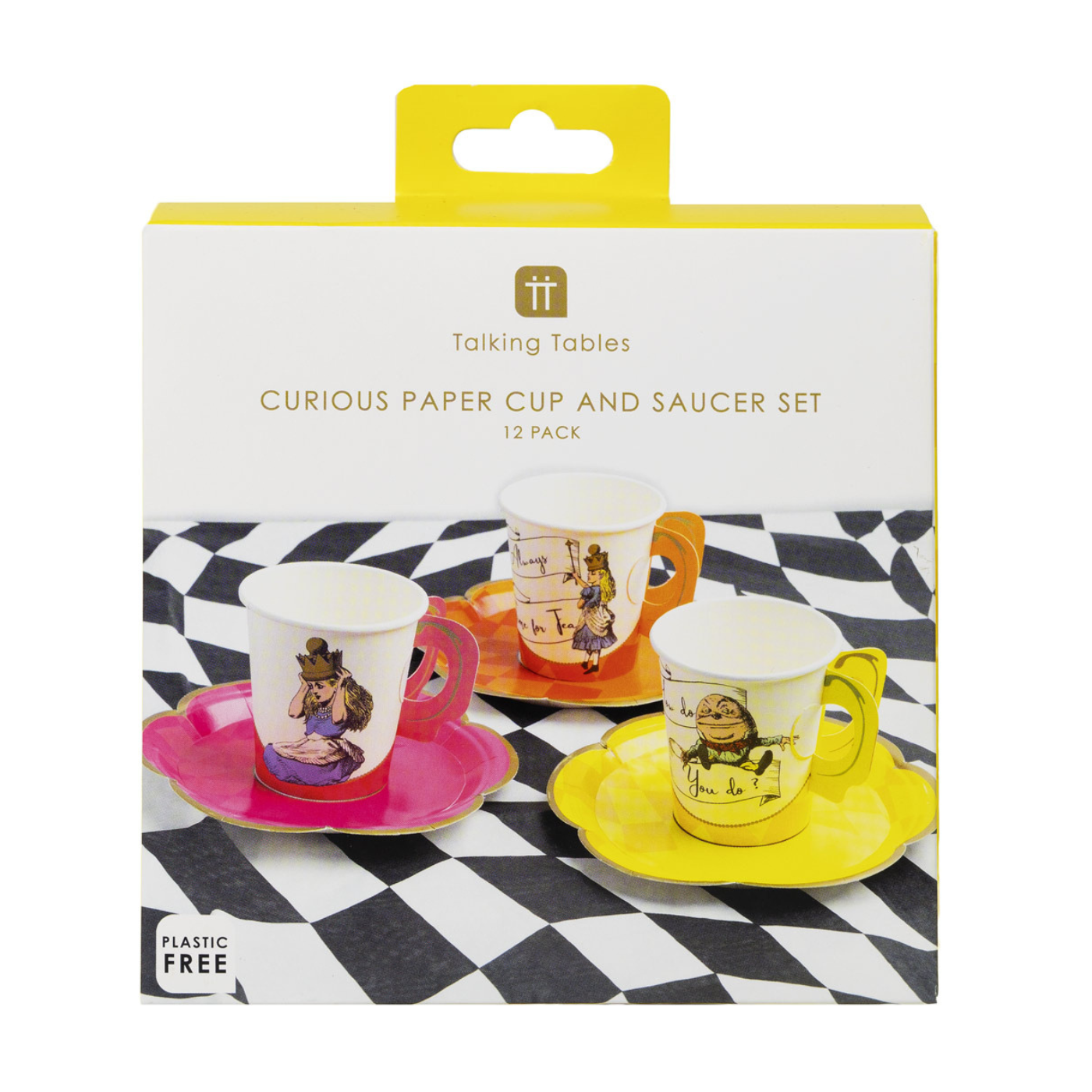 Talking Tables Alice in Wonderland Bright Tea Cup Set Pack of 12