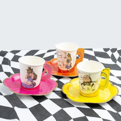 Talking Tables Alice in Wonderland Bright Tea Cup Set Pack of 12
