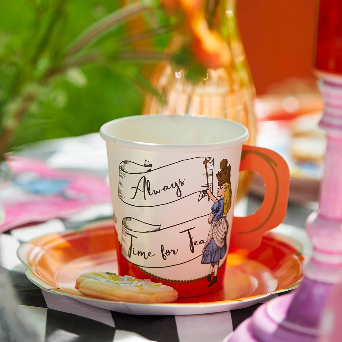 Talking Tables Alice in Wonderland Bright Tea Cup Set Pack of 12