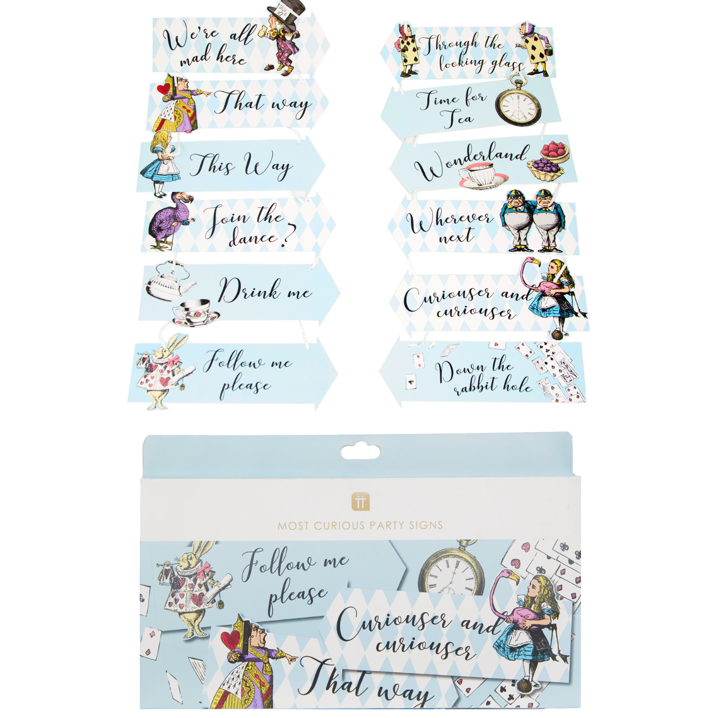 Talking Tables Truly Alice Most Curious Paper Party Signs Pack of 12