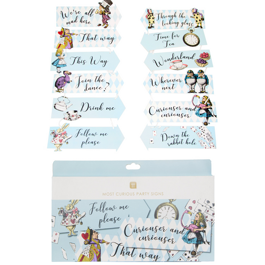 Talking Tables Truly Alice Most Curious Paper Party Signs Pack of 12