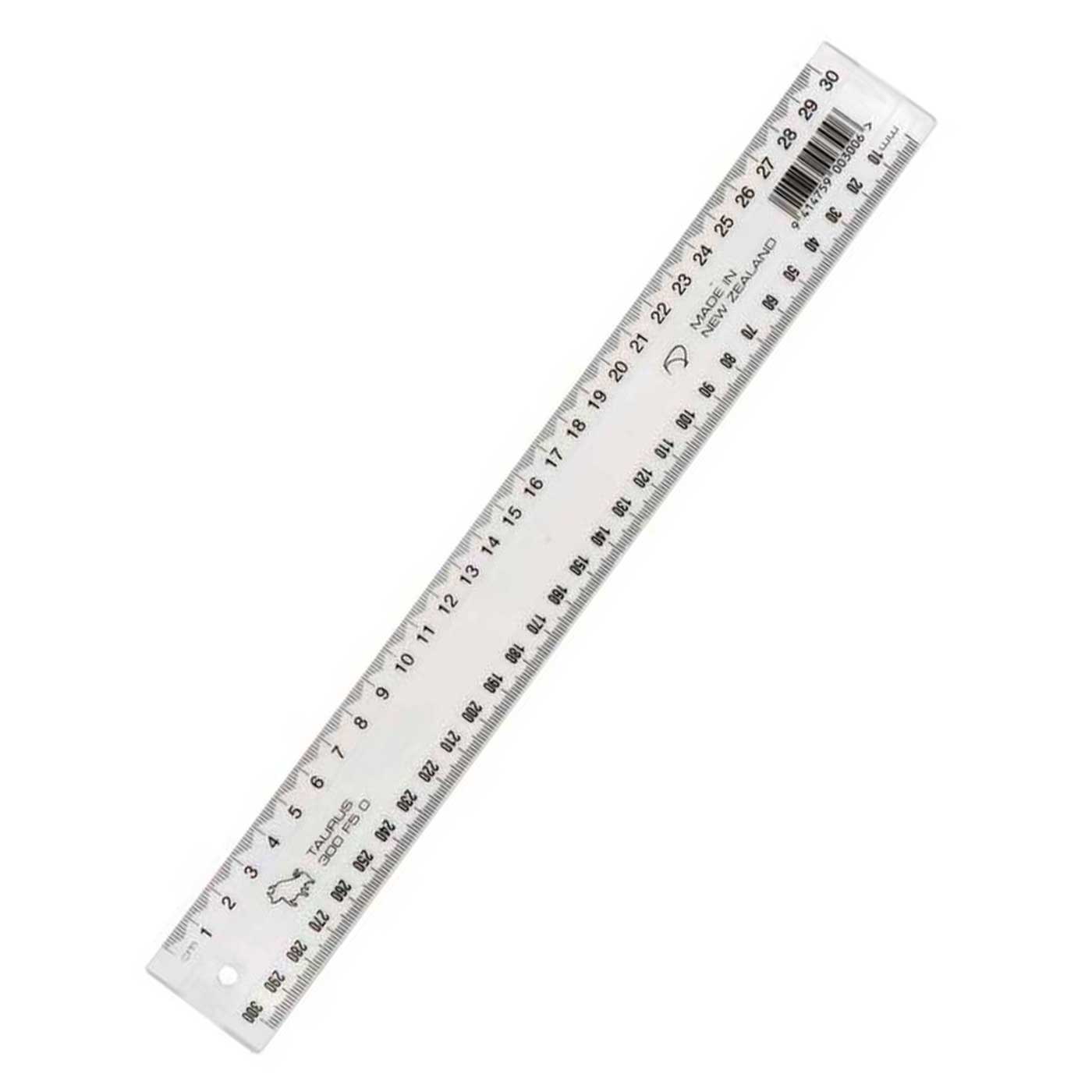 Taurus Ruler Clear Plastic 30cm