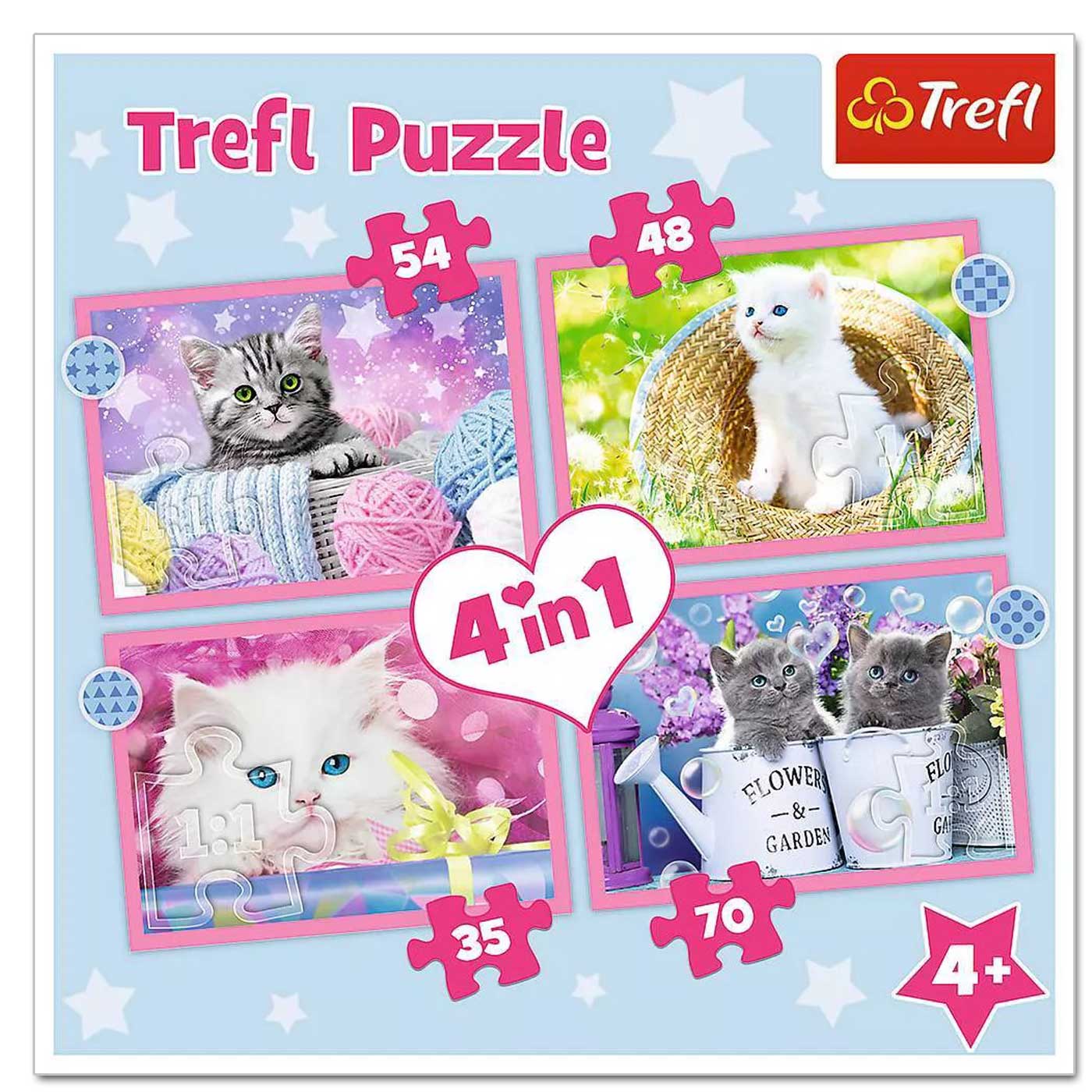 Trefl Premium Puzzle 4 in 1 Cat's Fun