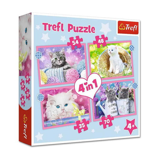 Trefl Premium Puzzle 4 in 1 Cat's Fun