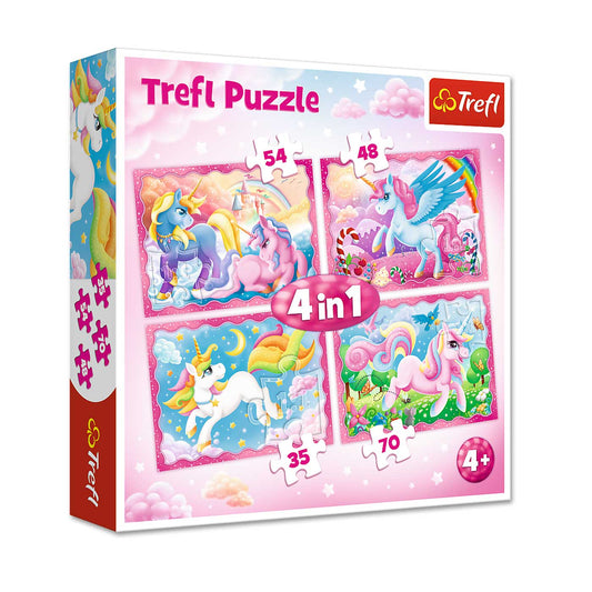 Trefl Premium Puzzle 4 in 1 Unicorn and Magic
