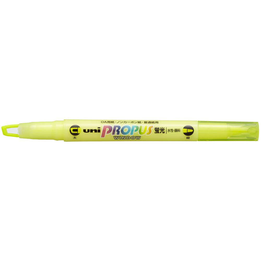 Uni Propus Window Double-Ended Highlighter 4.0mm/0.6mm Bright Yellow PUS-102