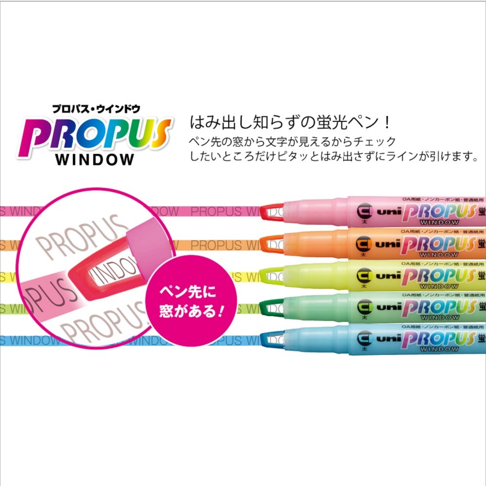Uni Propus Window Double-Ended Highlighter 4.0mm/0.6mm Pack of 5