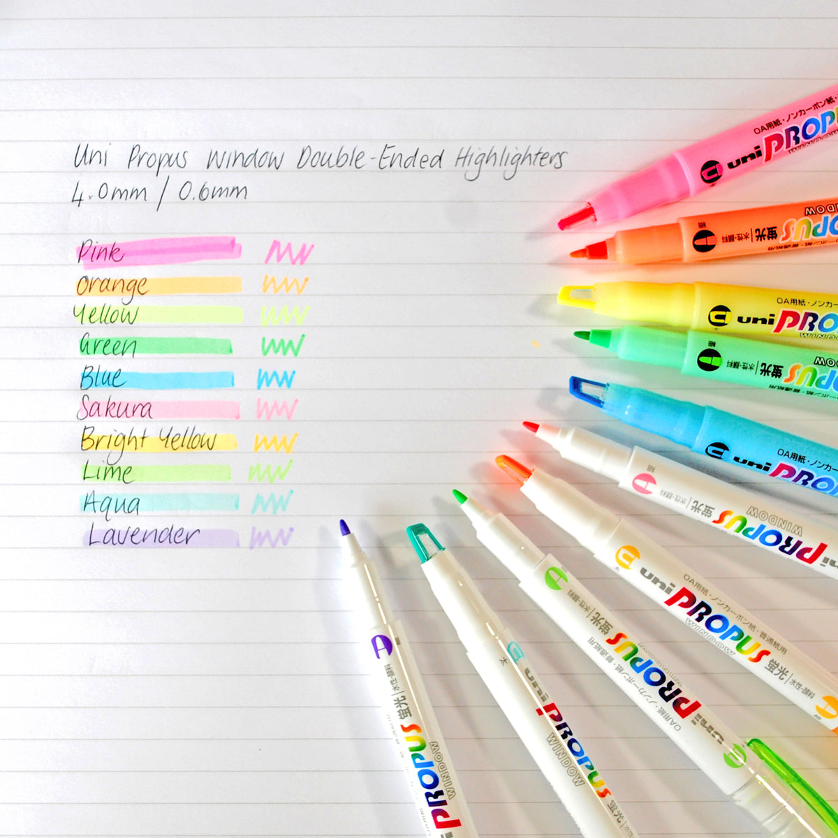 Uni Propus Window Double-Ended Highlighter 4.0mm/0.6mm Aqua PUS-102