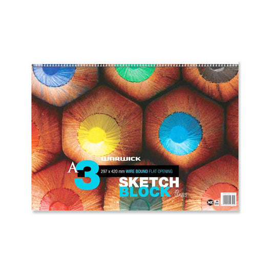 Warwick Sketch Pad Sketch Block Spiral Bound A3 120gsm 20 Leaves