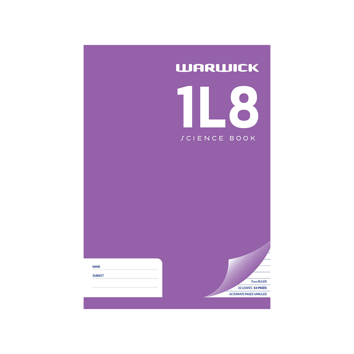 Warwick Exercise Book 1L8 36 Leaf Ruled 7mm Alternating Pages A4