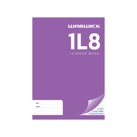 Warwick Exercise Book 1L8 36 Leaf Ruled 7mm Alternating Pages A4