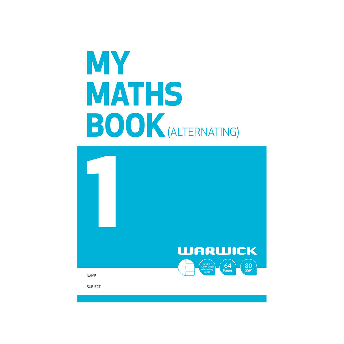 Warwick My Maths Book 1 Quad 10mm Alternating Ruled & Unruled 64 Pages