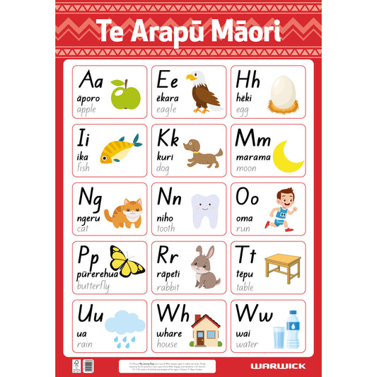 Warwick Poster Wall Chart 59.4 x 84.1cm Te Reo Alphabet