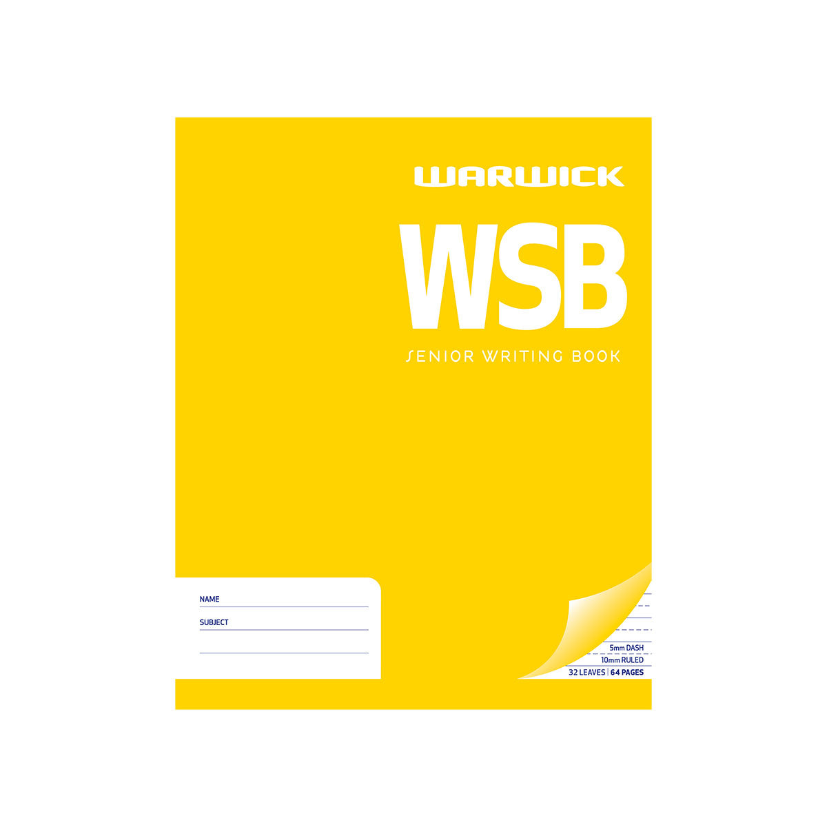 Warwick Senior Writing WSB / WBS 40 Leaf Dashed 5mm Ruled 10mm 255x205mm