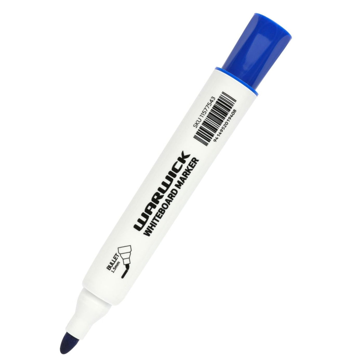 Warwick Whiteboard Marker Bullet Tip Blue | Low Odour Non-Permanent Ink