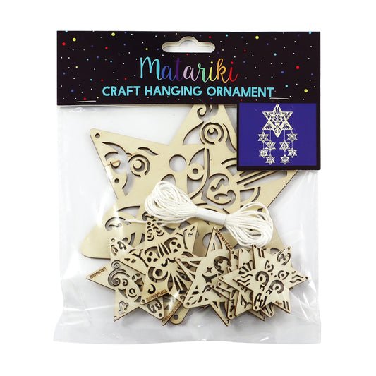 Wooden NZ Matariki hanging ornament craft set with 9 stars