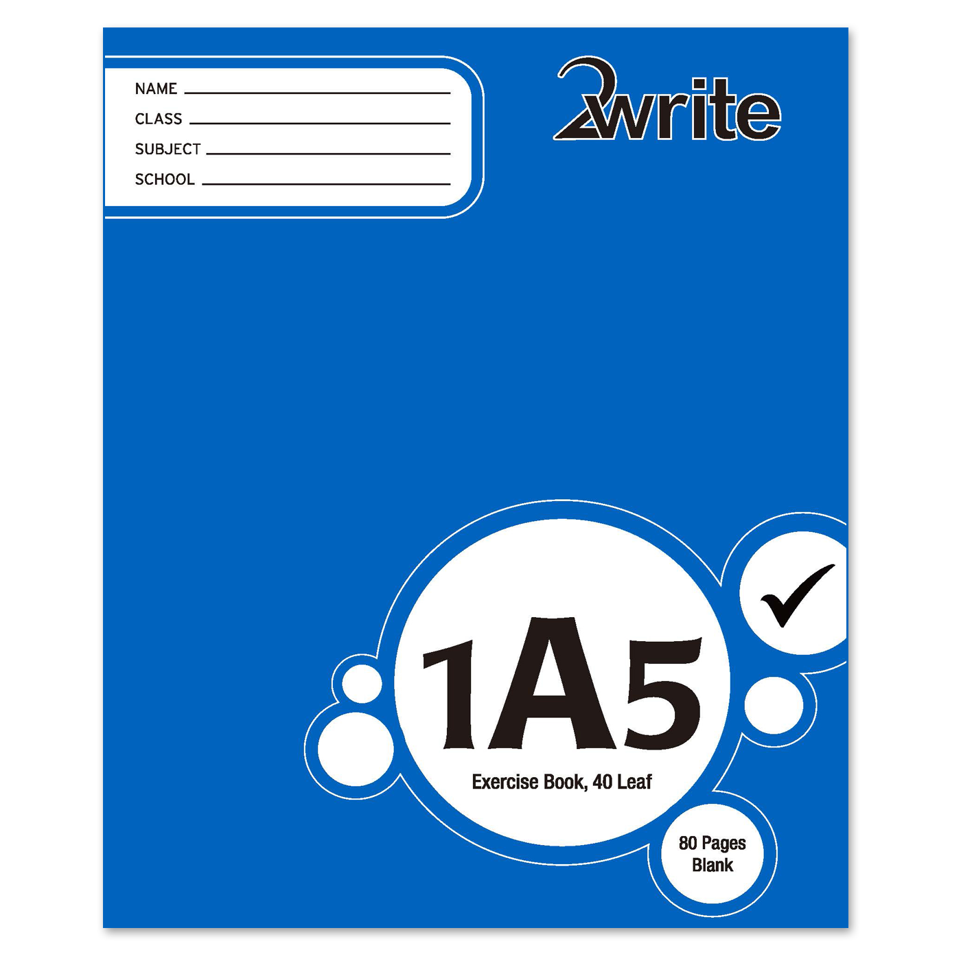 2Write 1A5 Exercise Book Unruled 255 x 205mm 40 Leaf