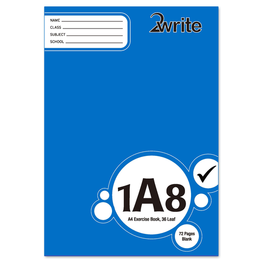 2Write 1A8 Exercise Book Unruled 210 x 297mm 36 Leaf