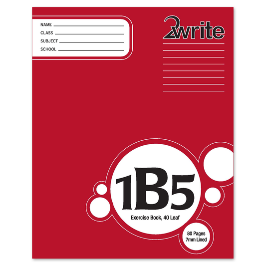 2Wite 1B5 Exercise Book 255 x 205mm Ruled 7mm 40 Leaf