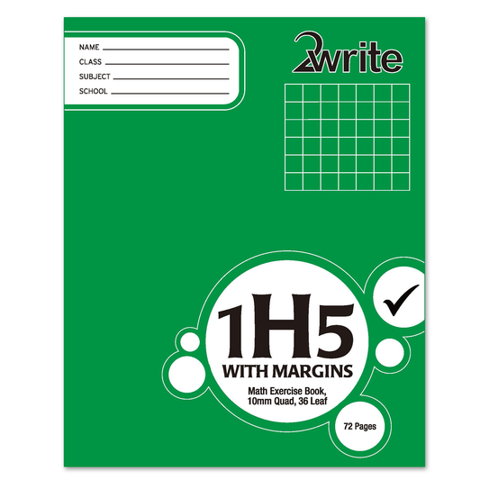 2Write 1H5 Exercise Book 36 Leaf with Margin [Quad 10mm]