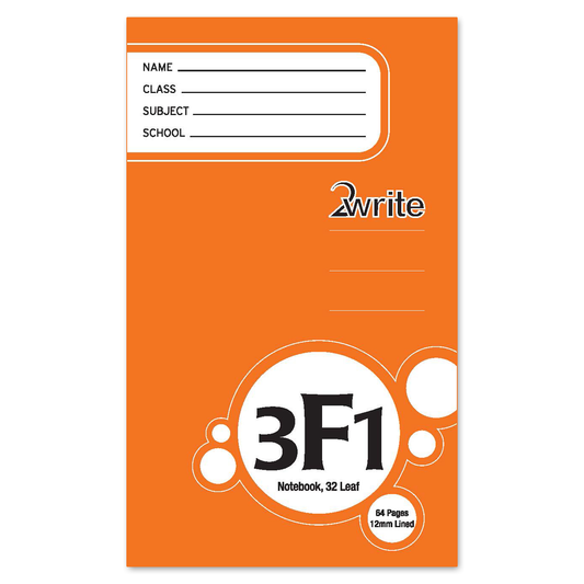 2Write 3F1 Notebook 12mm Ruled 165 x 100mm 64 Pages
