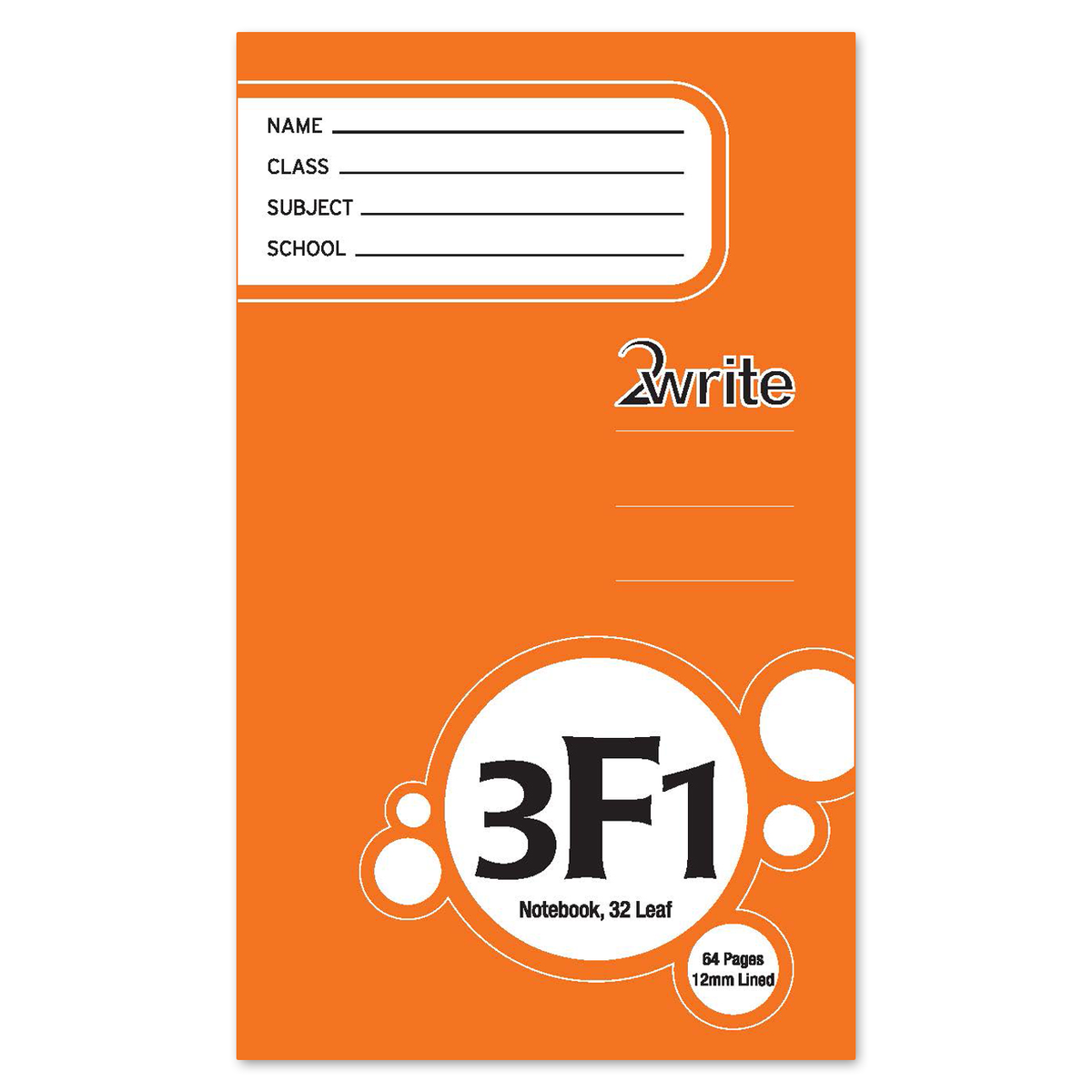2Write 3F1 Notebook 12mm Ruled 165 x 100mm 64 Pages – School Depot NZ