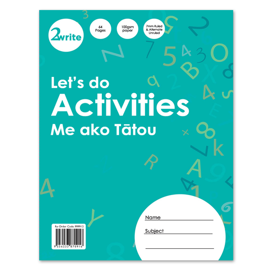 2Write Activities Book Me ako Tātou 7mm Ruled & Alternate Unruled 100gsm 64 pages