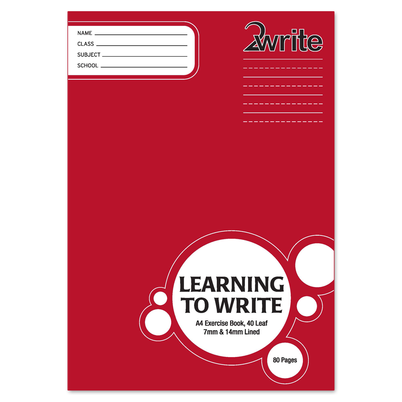 2Write LTW Learn to Write Exercise Book Ruled 14mm and Dashed 7mm 40 Leaf