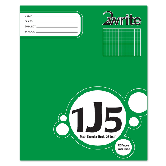 2Write 1J5 Quad Exercise Book 36 Leaf 5mm Quad